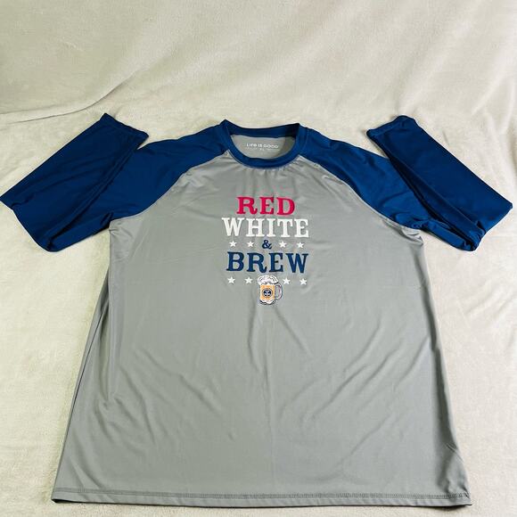 Life‎ is Good Shirt Men Size XL Gray Blue Brew Logo 100% Polyester Long Sleeve - Picture 1 of 8